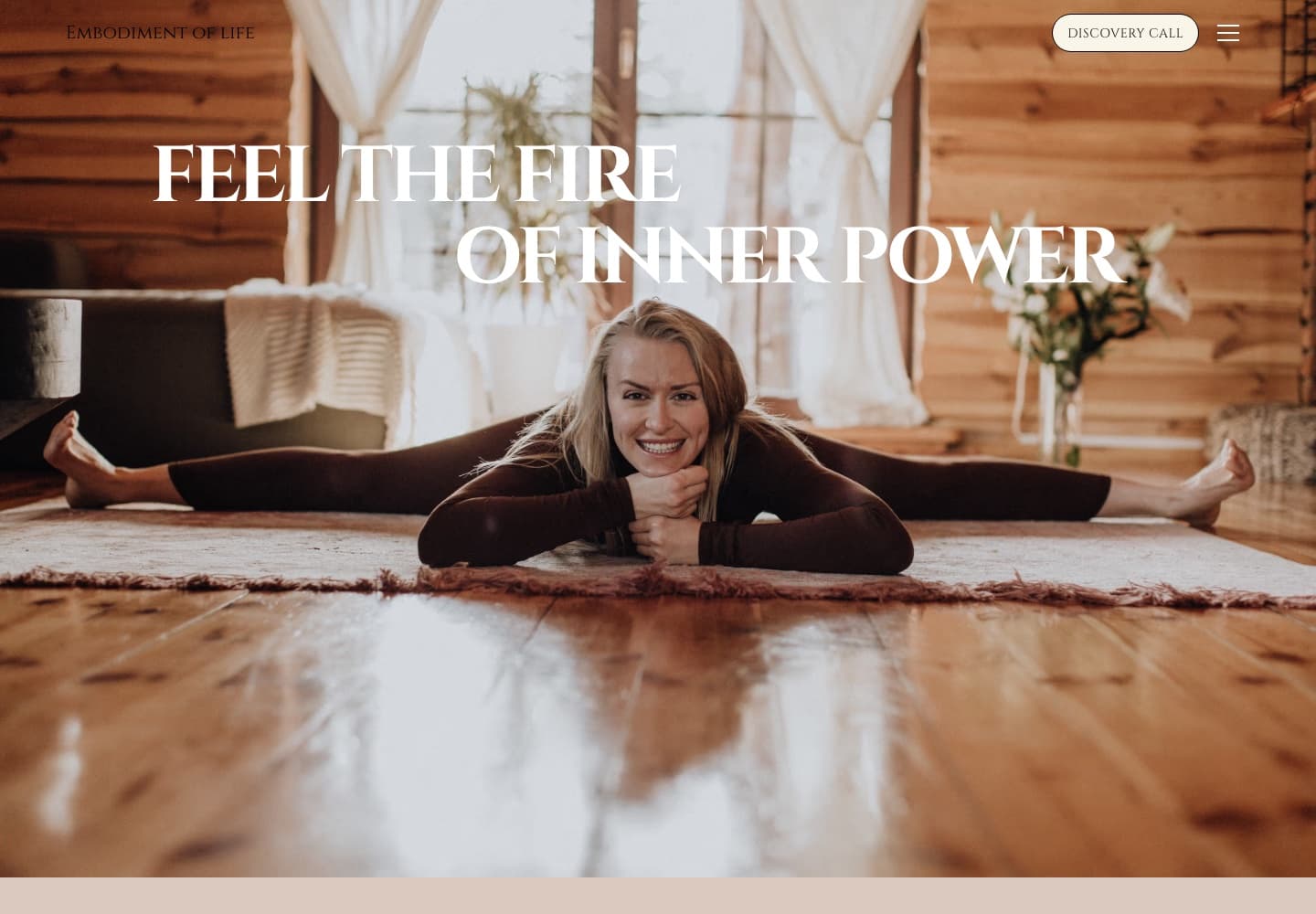 Strona główna Embodiment of Life z dużym zdjęciem i hasłem Feel the fire of inner power